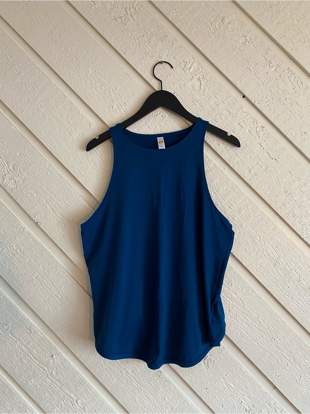 Blue High Neck Workout Tank